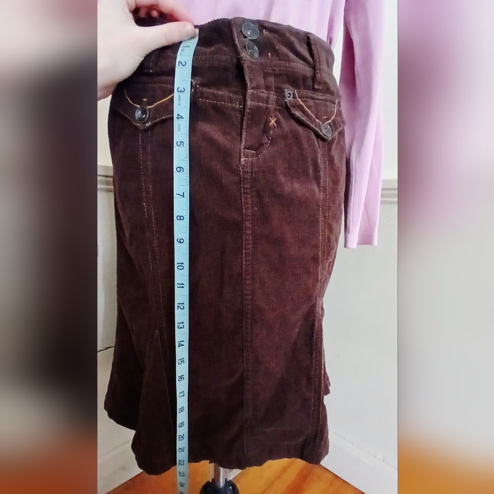 UNIONBAY Vintage Casual Chocolate Brown Cotton Corduroy Skirt Pockets - Picture 5 of 10